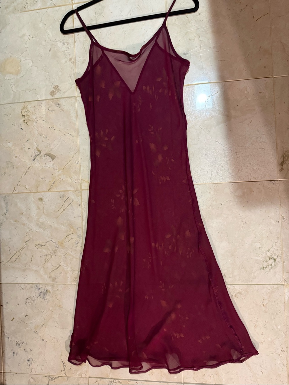 Vintage Victoria's Secret Sheer Burgundy Slip Chemise